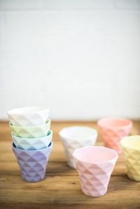 Cups by Milly and Eugene in pastel colours