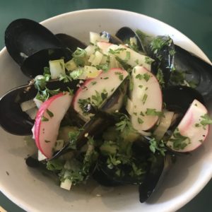 Mussels with radishes