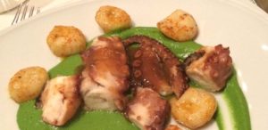 Octopus dish with gnocchi at Oviedo restaurant